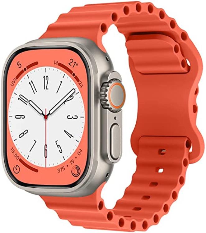 OEM Apple Watch 4/5/6/7/8/SE/Ultra (49/45/44/42mm) Silikon Ocean Band - Orange