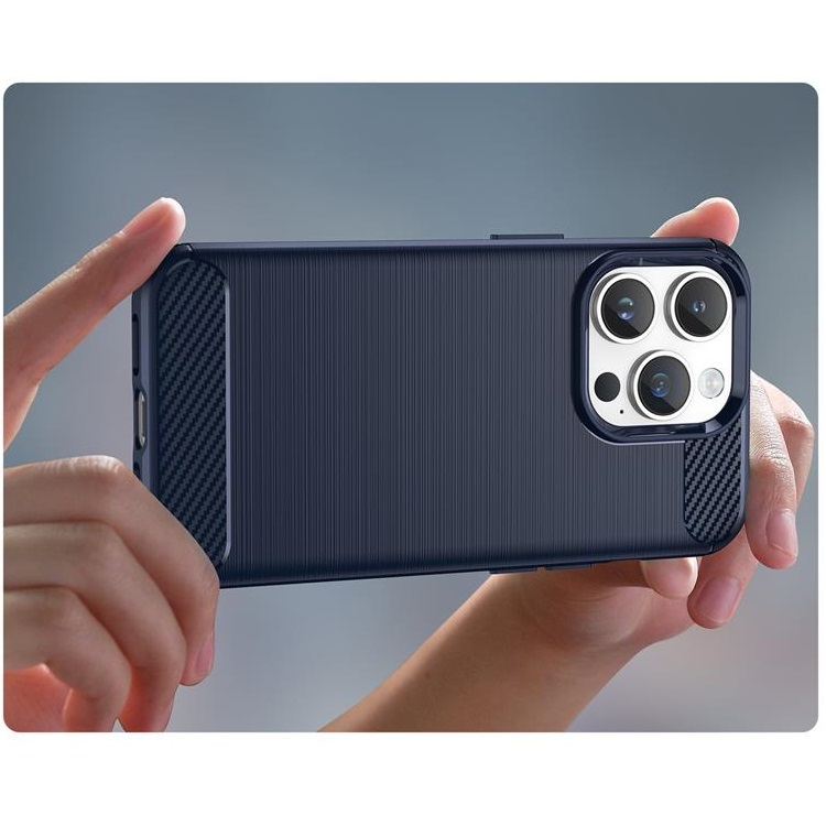 OEM iPhone 14 Pro Skal Carbon Fiber Texture - Blå