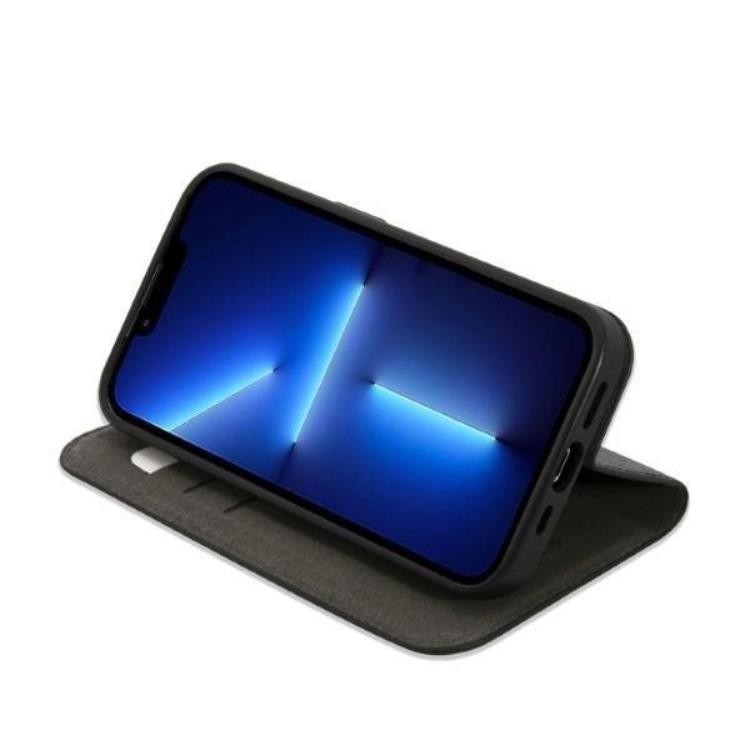 Guess GUESS iPhone 14 Plånboksfodral 4G Vintage Gold Logo - Svart