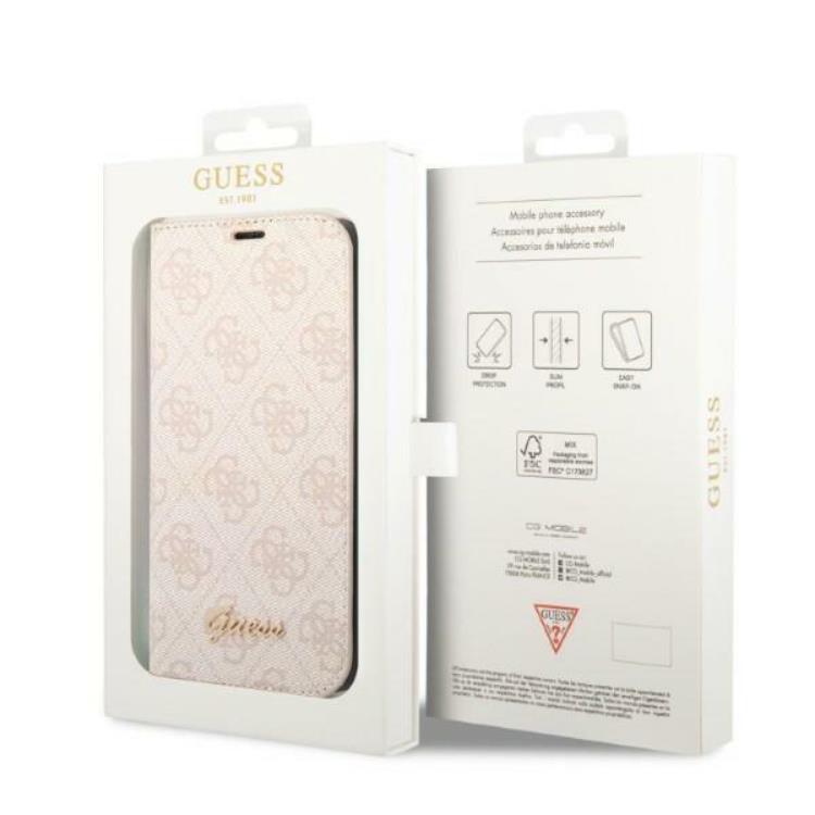 Guess GUESS iPhone 14 Plus Plånboksfodral Vintage Gold Logo - Rosa