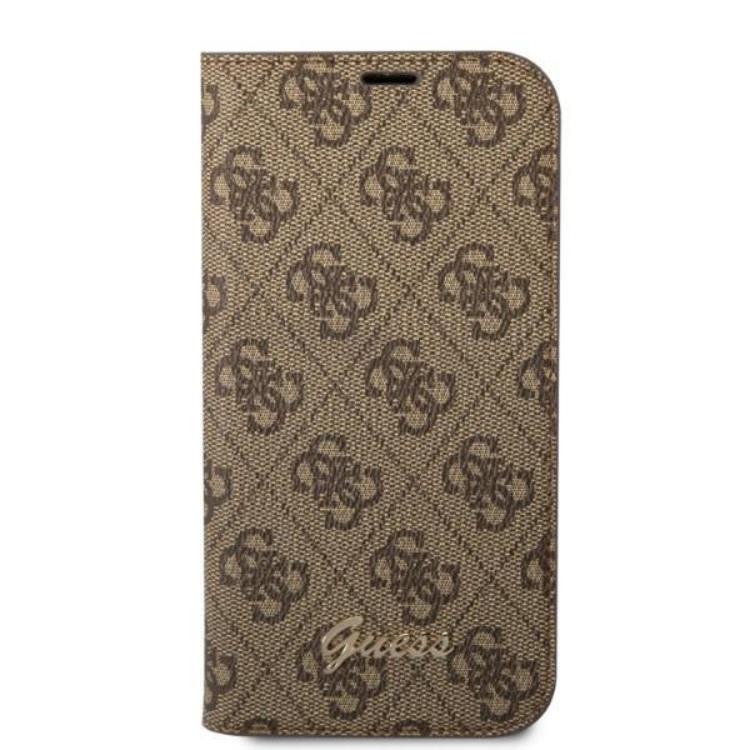 Guess GUESS iPhone 14 Plånboksfodral 4G Vintage Gold Logo - Brun