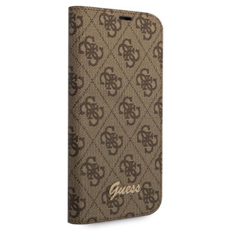 Guess GUESS iPhone 14 Plånboksfodral 4G Vintage Gold Logo - Brun