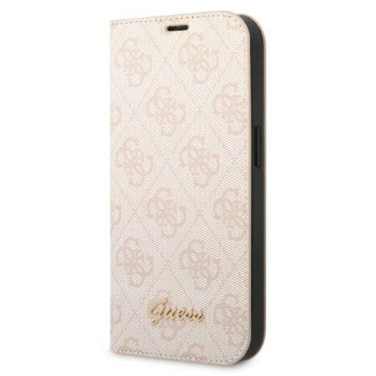 Guess GUESS iPhone 14 Pro Plånboksfodral Vintage Gold Logo - Rosa