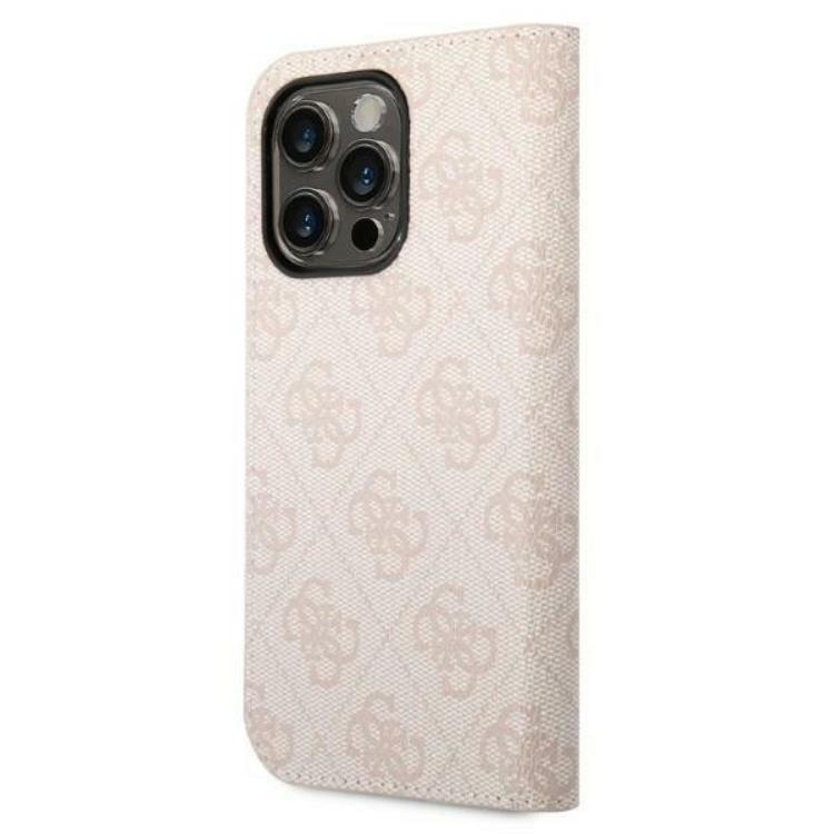 Guess GUESS iPhone 14 Pro Plånboksfodral Vintage Gold Logo - Rosa