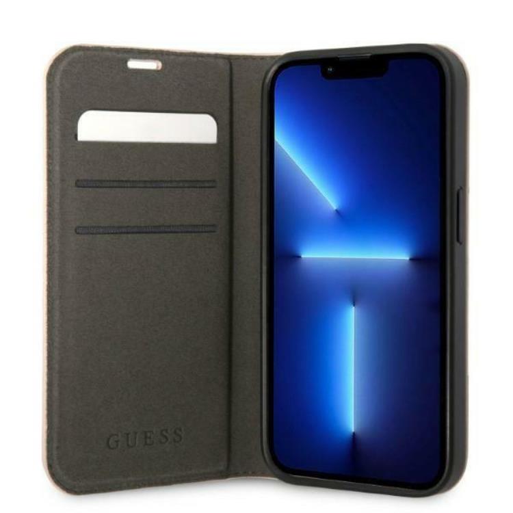 Guess GUESS iPhone 14 Pro Plånboksfodral Vintage Gold Logo - Rosa