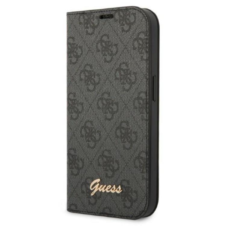 Guess GUESS iPhone 14 Pro Plånboksfodral Vintage Gold Logo - Svart