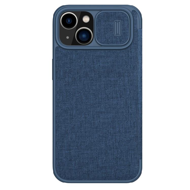 Nillkin Nillkin iPhone 14 Plus Plånboksfodral Qin Cloth Pro - Blå