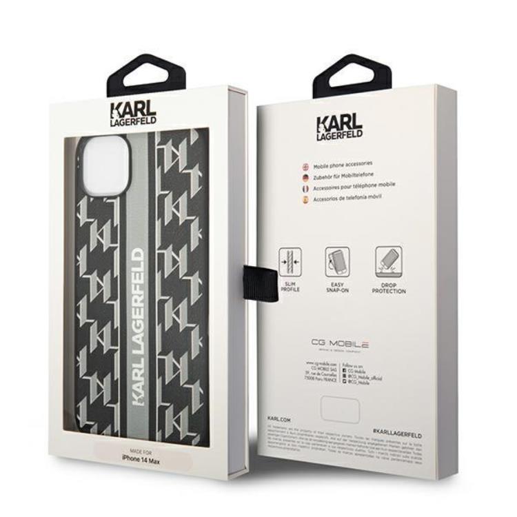 KARL LAGERFELD Karl Lagerfeld iPhone 14 Skal Monogram Stripe - Svart