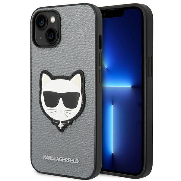 KARL LAGERFELD Karl Lagerfeld iPhone 14 Plus Skal Saffiano Choupette Head Patch - Silver