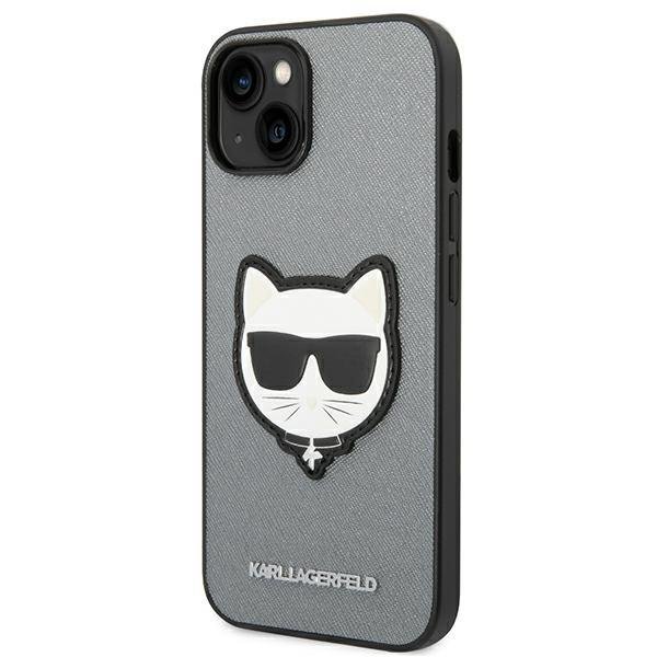 KARL LAGERFELD Karl Lagerfeld iPhone 14 Plus Skal Saffiano Choupette Head Patch - Silver