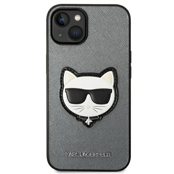 KARL LAGERFELD Karl Lagerfeld iPhone 14 Plus Skal Saffiano Choupette Head Patch - Silver
