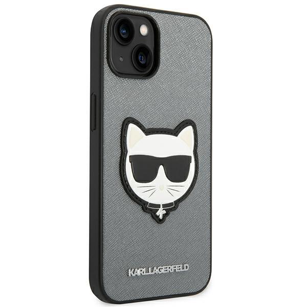 KARL LAGERFELD Karl Lagerfeld iPhone 14 Plus Skal Saffiano Choupette Head Patch - Silver