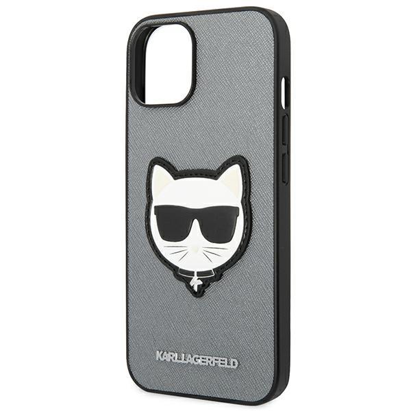 KARL LAGERFELD Karl Lagerfeld iPhone 14 Plus Skal Saffiano Choupette Head Patch - Silver