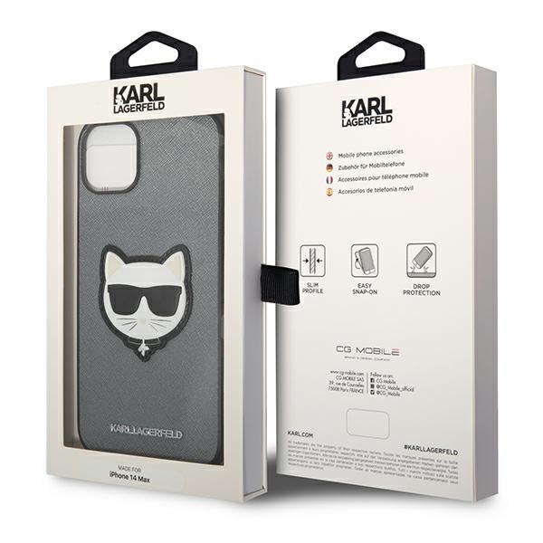 KARL LAGERFELD Karl Lagerfeld iPhone 14 Plus Skal Saffiano Choupette Head Patch - Silver
