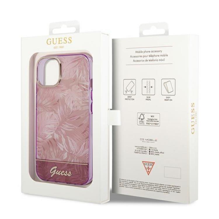 Guess GUESS iPhone 14 Plus Skal Jungle Collection - Rosa