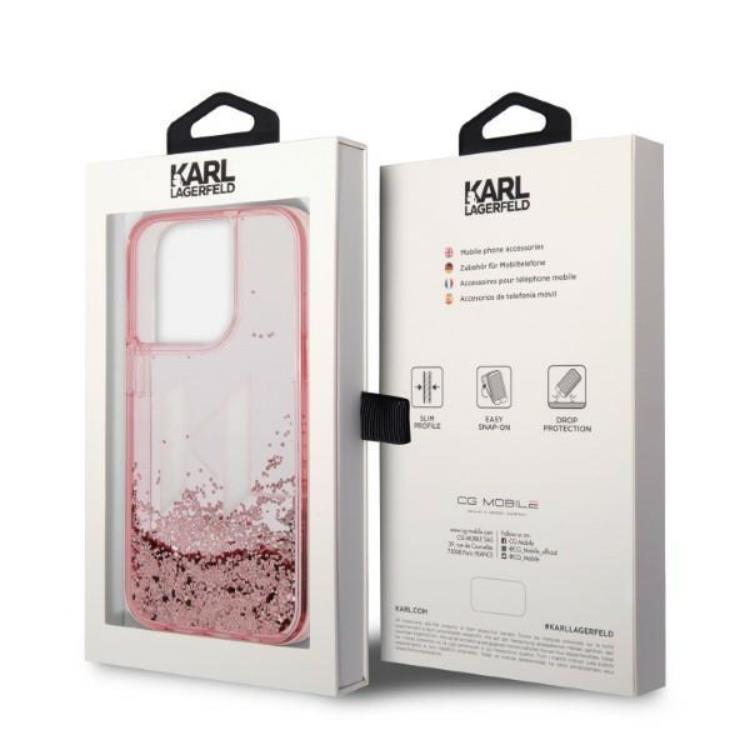 KARL LAGERFELD Karl Lagerfeld iPhone 14 Pro Skal Glitter Big KL - Rosa