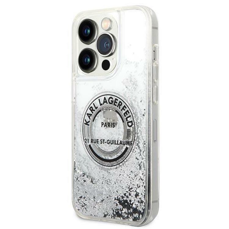 KARL LAGERFELD Karl Lagerfeld iPhone 14 Pro Skal Liquid Glitter RSG - Silver