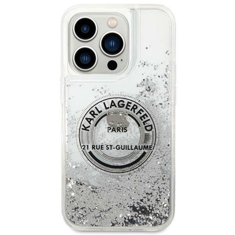 KARL LAGERFELD Karl Lagerfeld iPhone 14 Pro Skal Liquid Glitter RSG - Silver