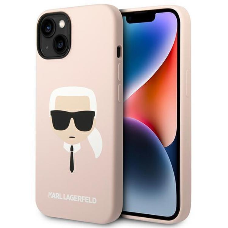 KARL LAGERFELD Karl Lagerfeld iPhone 14 Plus Skal Magsafe Silicone Karl`s Head - Rosa