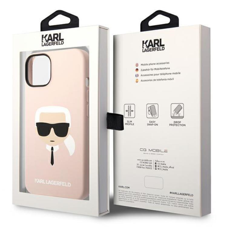 KARL LAGERFELD Karl Lagerfeld iPhone 14 Plus Skal Magsafe Silicone Karl`s Head - Rosa