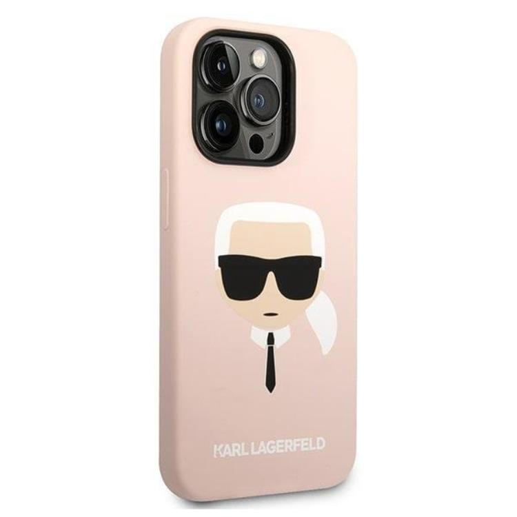KARL LAGERFELD Karl Lagerfeld iPhone 14 Pro Max Skal Magsafe Silicone Karl`s Head - Rosa