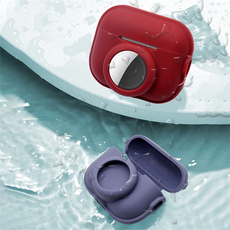 OEM Airpods Pro 2 Skal 2-in-1 AirTag Silikon - Lila