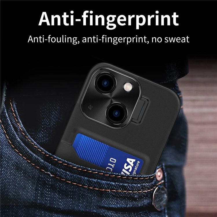 OEM iPhone 14 Plus Skal Korthållare Linsram Kickstand - Svart