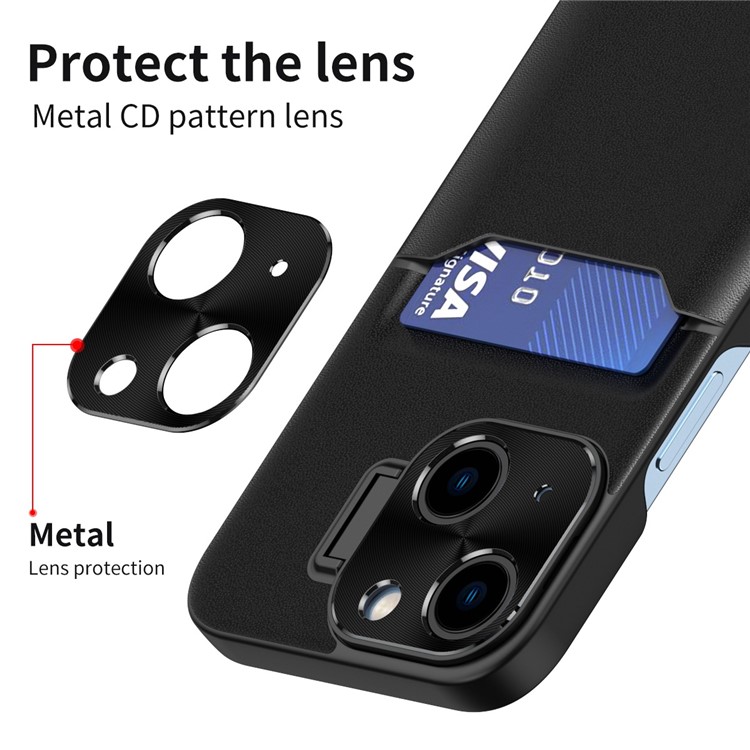 OEM iPhone 14 Plus Skal Korthållare Linsram Kickstand - Svart