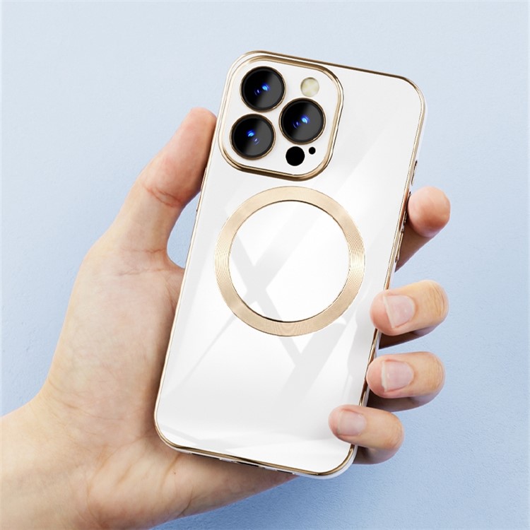 OEM iPhone 14 Pro Max Magsafe Skal Gold Edge - Blå