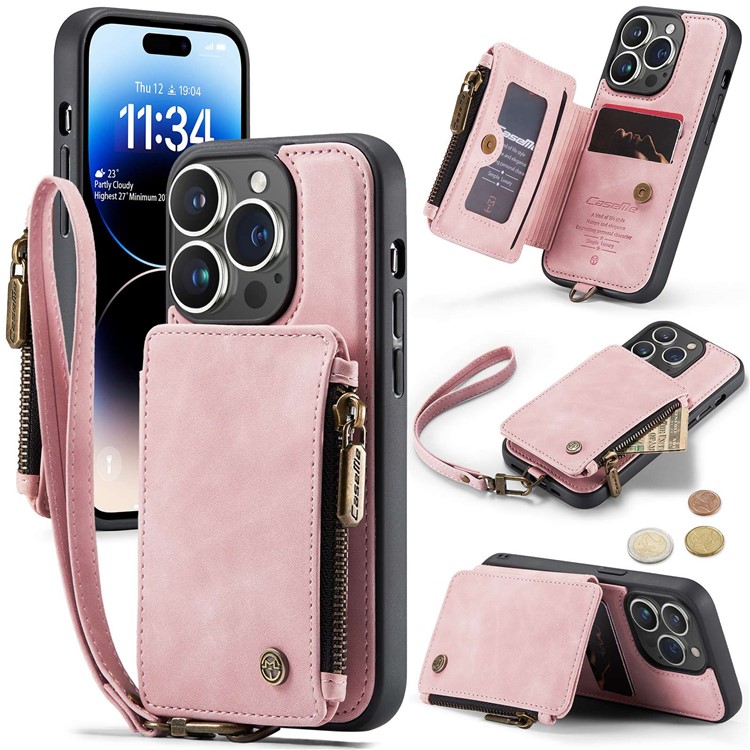 Caseme CASEME iPhone 14 Pro Max Plånboksfodral C20 Zipper Kickstand - Rosa