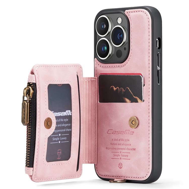 Caseme CASEME iPhone 14 Pro Max Plånboksfodral C20 Zipper Kickstand - Rosa