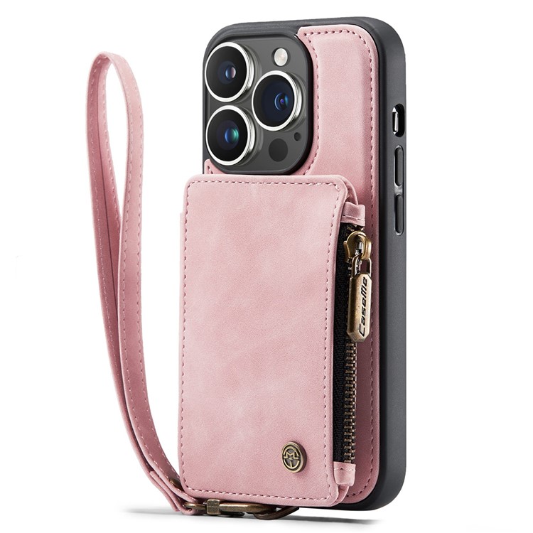Caseme CASEME iPhone 14 Pro Plånboksfodral C20 Zipper Kickstand - Rosa