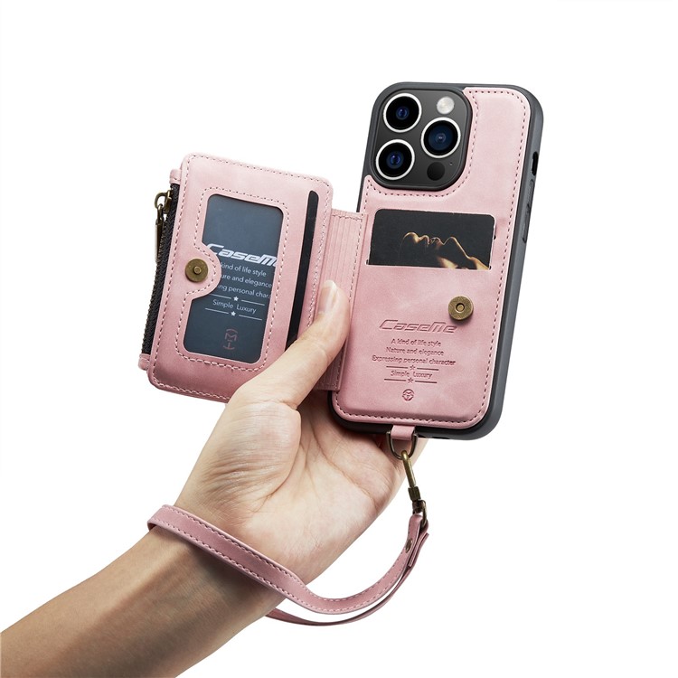 Caseme CASEME iPhone 14 Pro Plånboksfodral C20 Zipper Kickstand - Rosa