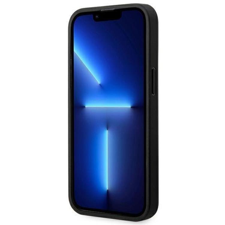 BMW BMW iPhone 14 Pro Skal Magsafe Läder Stamp Tricolor - Svart