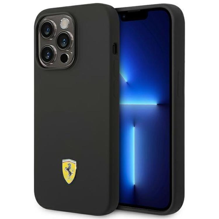 Ferrari Ferrari iPhone 14 Pro Skal Silicone Metal Logo - Svart