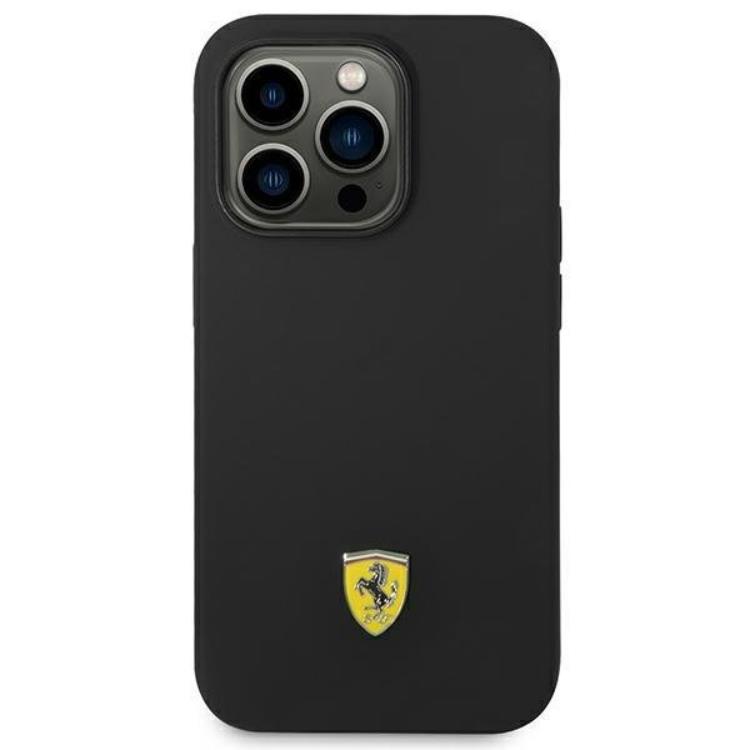 Ferrari Ferrari iPhone 14 Pro Skal Silicone Metal Logo - Svart