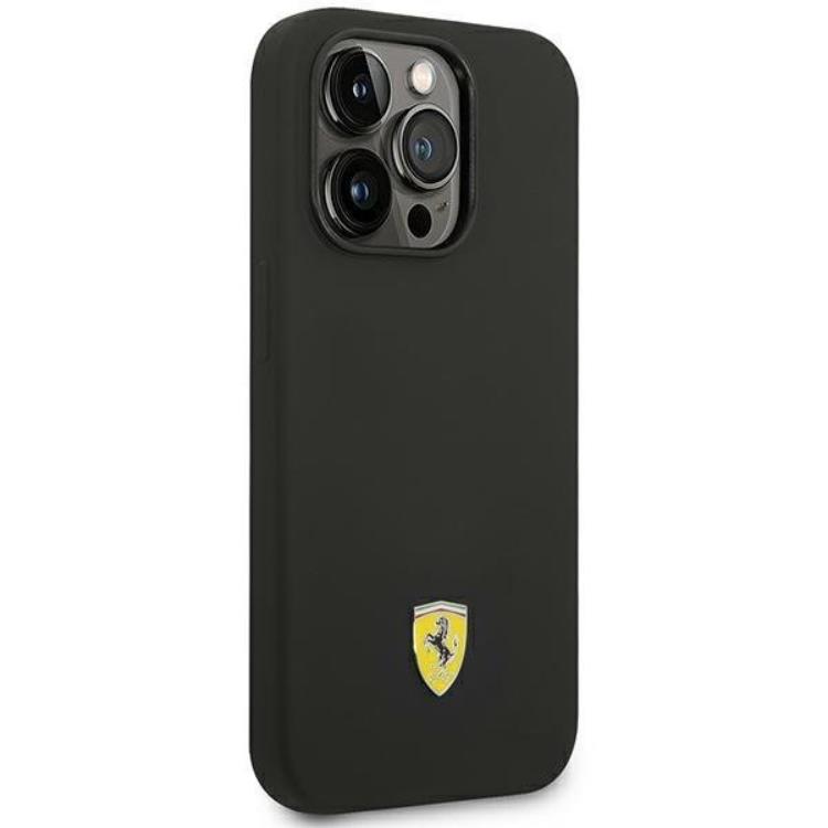 Ferrari Ferrari iPhone 14 Pro Skal Silicone Metal Logo - Svart