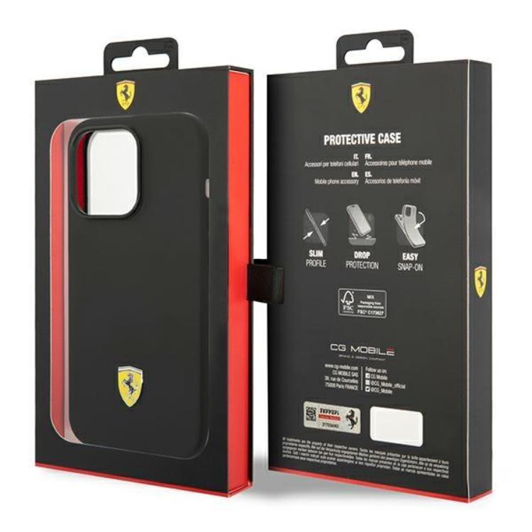 Ferrari Ferrari iPhone 14 Pro Skal Silicone Metal Logo - Svart