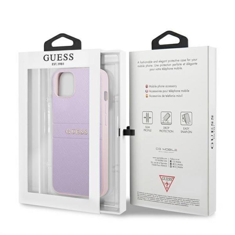 Guess Guess iPhone 13 mini Skal Saffiano Hot Stamp & Metal Logo - Lila