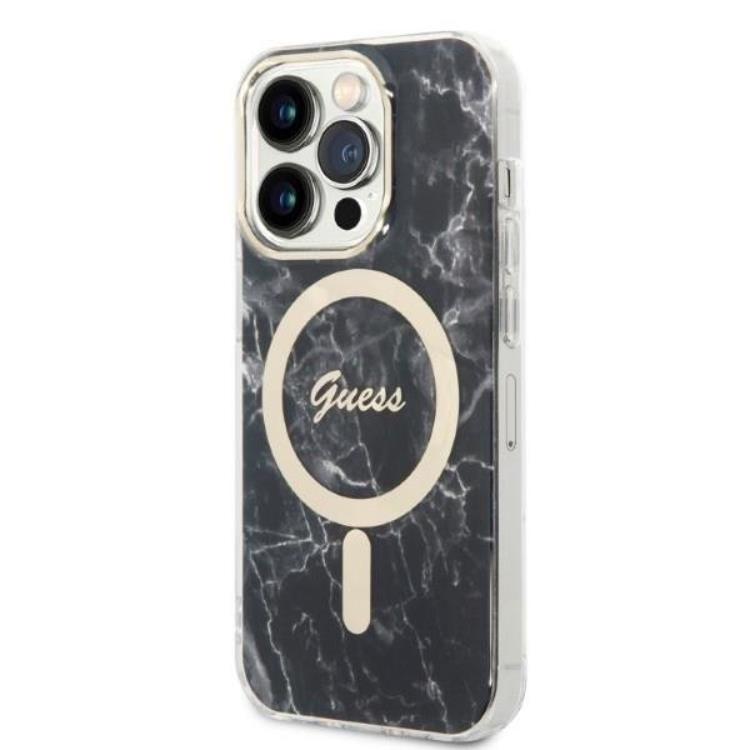 Guess GUESS iPhone 14 Pro Max Magsafe Skal Marble + Trådlös Laddare - Svart