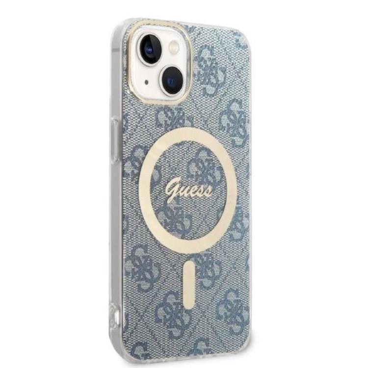 Guess GUESS iPhone 14 Magsafe Skal Print + Trådlös Laddare - Blå