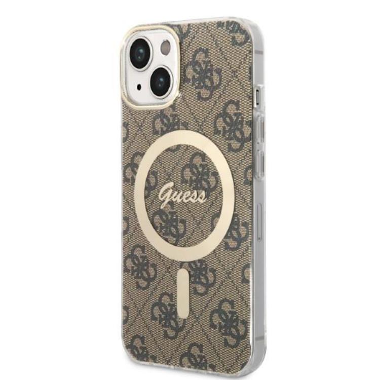 Guess GUESS iPhone 14 Magsafe Skal 4G Print + Trådlös Laddare - Brun