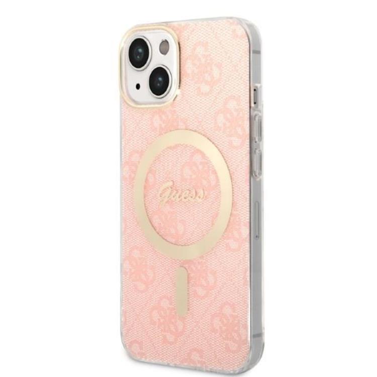 Guess GUESS iPhone 14 Magsafe Skal Print + Trådlös Laddare - Rosa