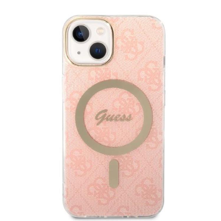 Guess GUESS iPhone 14 Magsafe Skal Print + Trådlös Laddare - Rosa