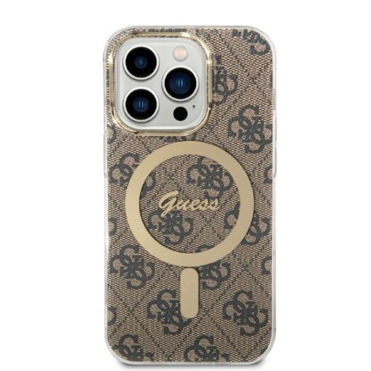 Guess GUESS iPhone 14 Pro Magsafe Skal Print + Trådlös Laddare - Brun