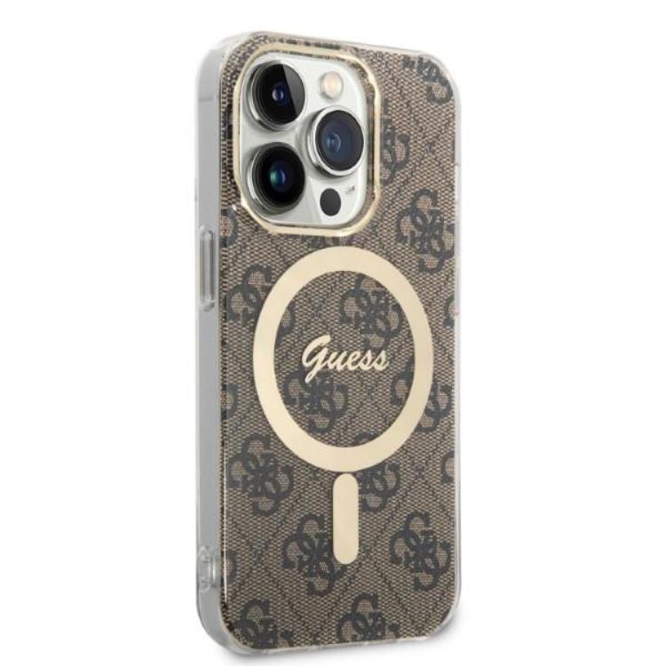 Guess GUESS iPhone 14 Pro Magsafe Skal Print + Trådlös Laddare - Brun