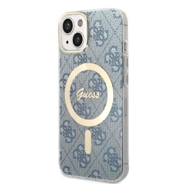 Guess GUESS iPhone 14 Plus Magsafe Skal Print + Trådlös Laddare - Blå