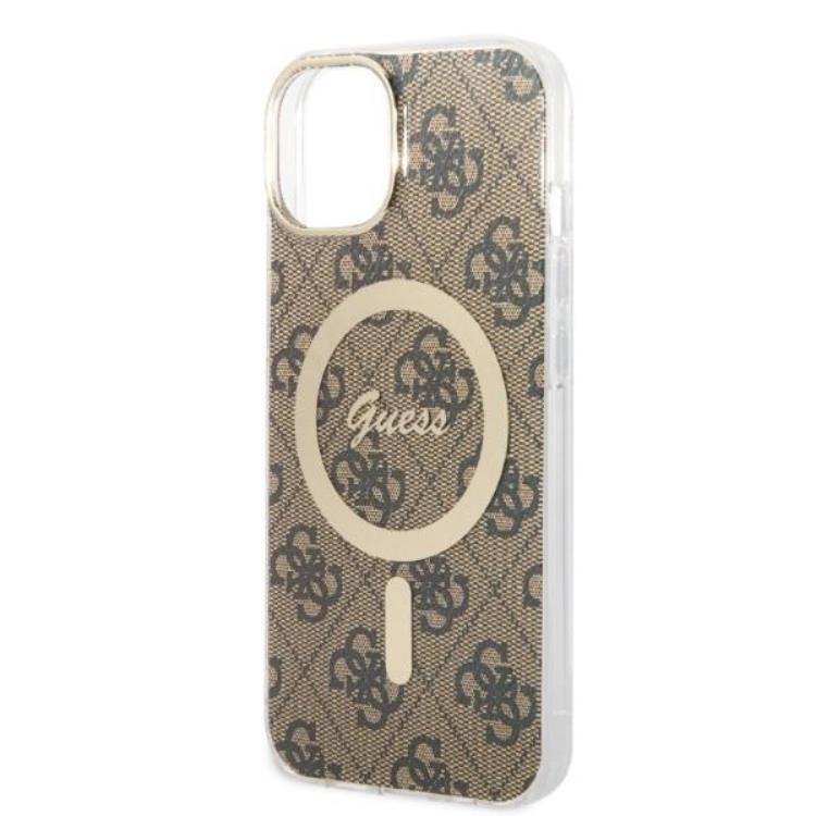 Guess GUESS iPhone 14 Plus Magsafe Skal Print + Trådlös Laddare - Brun