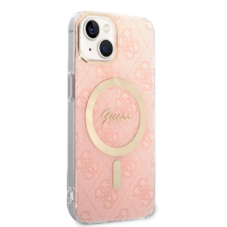 Guess GUESS iPhone 14 Plus Magsafe Skal Print + Trådlös Laddare - Rosa