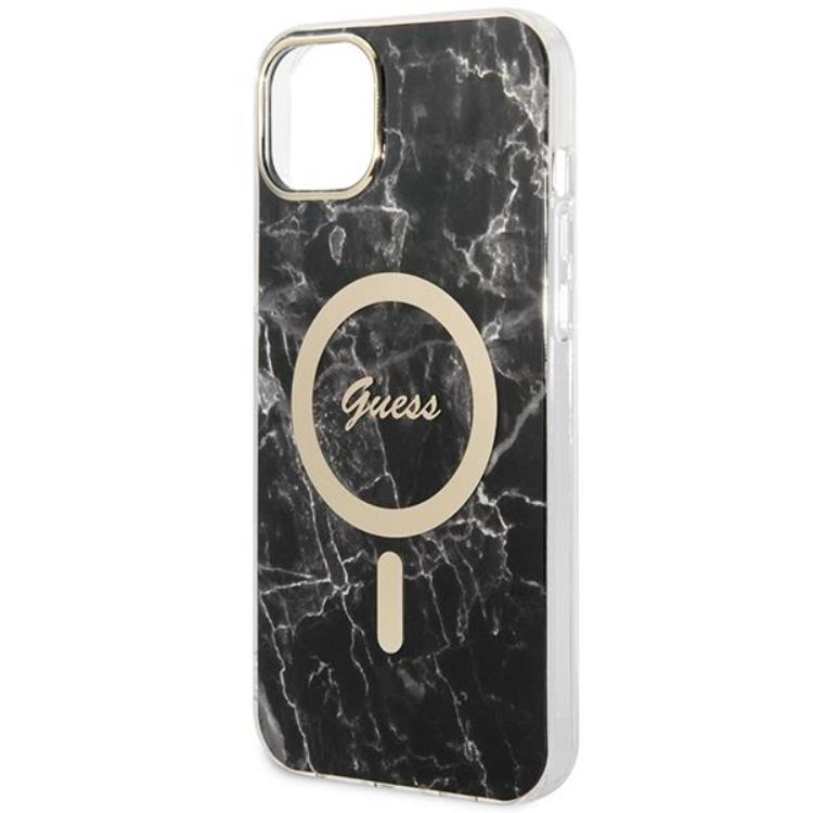 Guess GUESS iPhone 14 Magsafe Skal Marble + Trådlös Laddare - Svart